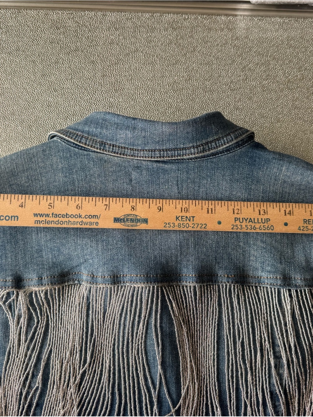 ✨ GORGEOUS Western Glam Rhinestone Fringe Denim Jacket ✨ L - Picture 12 of 15